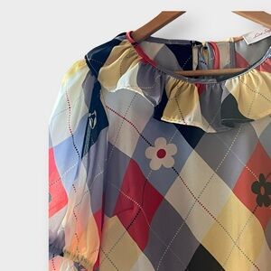 Lisa Says Gah Argyle Floral Matching Set – Top & Skirt